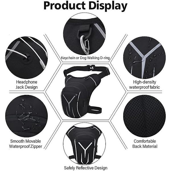 Benväska för män Fanny Packs Kvinnor Herrar Utomhus Lårväskor Motorcykel Ride Crossbody Ryggsäck Axelväska Camping, Grå