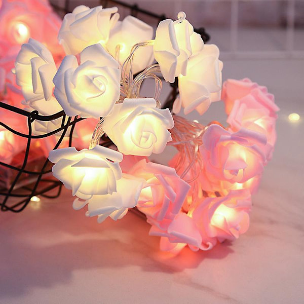 LED-rosljuskedja, 4,5 m 30 LED USB-dekorationsljus för födelsedagsfest bröllopsfestival (vit-rosa)