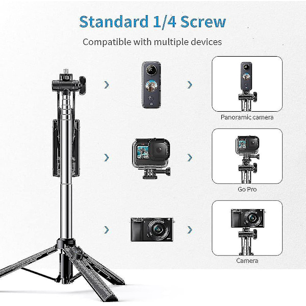 Selfie-tikku Tripod Bluetooth-kaukosäätimellä. 3-in-1 Langaton 360° Kierto Selfie