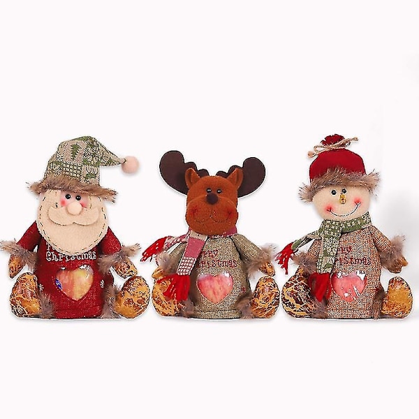 3-pack Juläppelsäckar, Julgodispåsar, Julprydnadspåsar för dockor (endast påse), Återanvändbara
