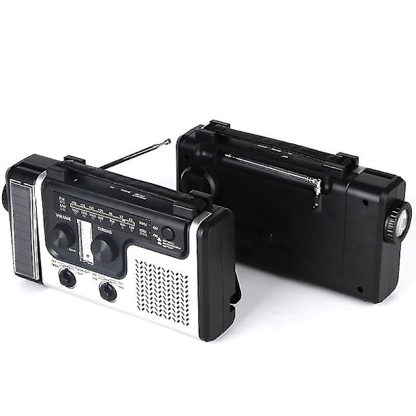 Multifunktionell Solcellsdriven Handvev Radio AM/FM/SW Nödradio Med LED-ficklampa