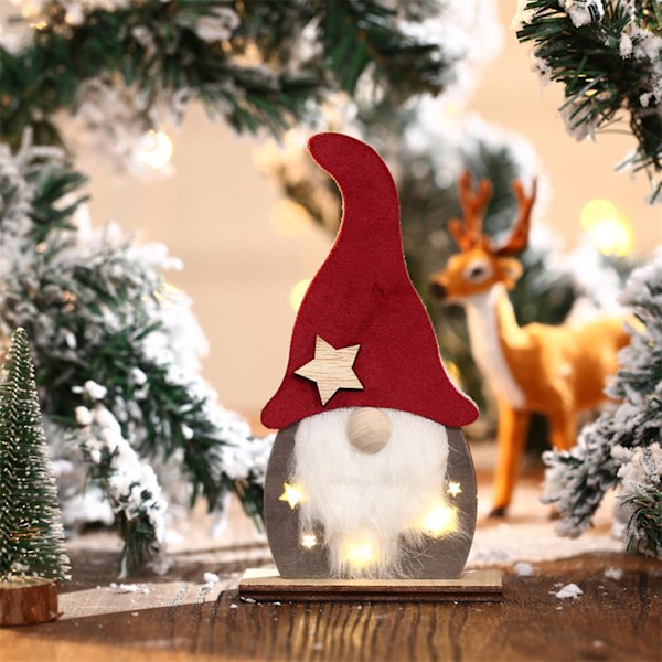 Ansiktslös Ornament Ekologisk Iögonfallande Trä Glödande Jul Mini Ansiktslös Äldre Ornament för Hemmet (B)