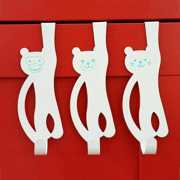 Dörrkrok, 3 delar metall över dörrkrok, idéer över dörrkrokar att använda som handdukshängare, klädkrok, skåpdörrkrok (vit)，HANBING