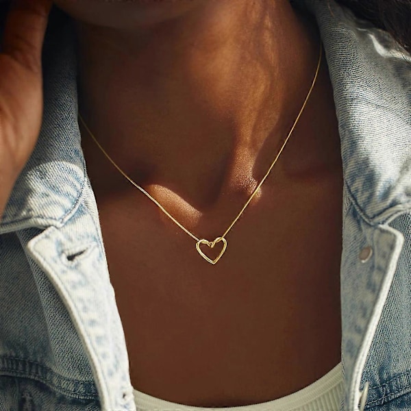 Halsband för kvinnor, 18k guldpläterat hjärthänge halsband, elegant kvinnohalsband nyckelbenskedja, Alla hjärtans dag presenter födelsedagspresenter festsmycken