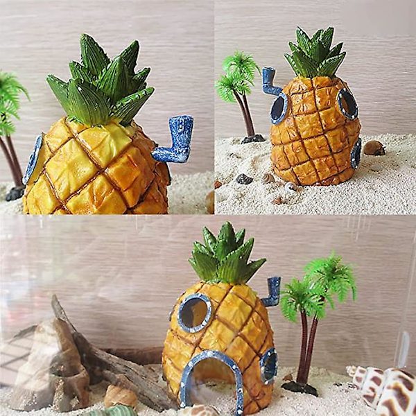 Ananas hus akvarie dekoration, ananas dekoration til akvariefisk og rejer habitat akvarie ornament til fisk, rejer, skildpadder, akvarium,