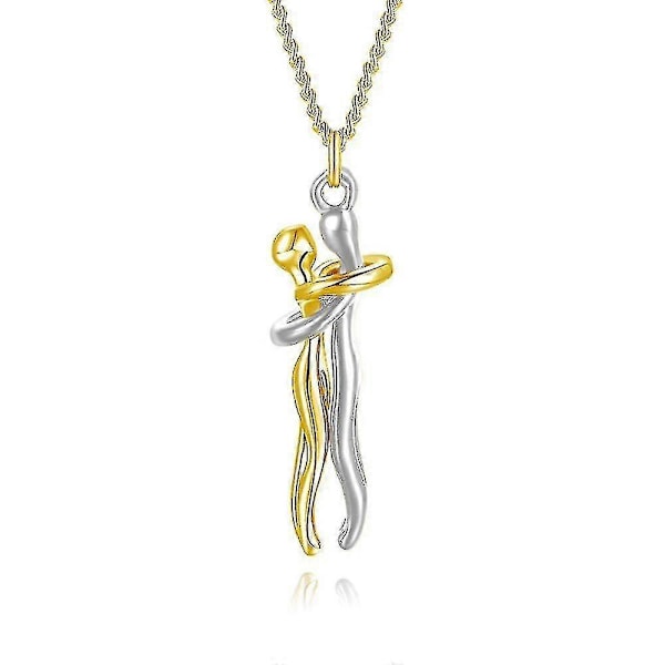 Kärleksfullt Par Kram Hänge Halsband För Alla Hjärtans Dag Present (Guld Silver)
