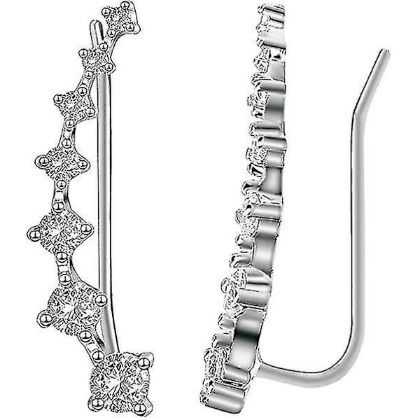 7 Krystal Øremanchetter Hoop Climber S925 Sterling Sølv Øreringe Hypoallergeniske Øreringe