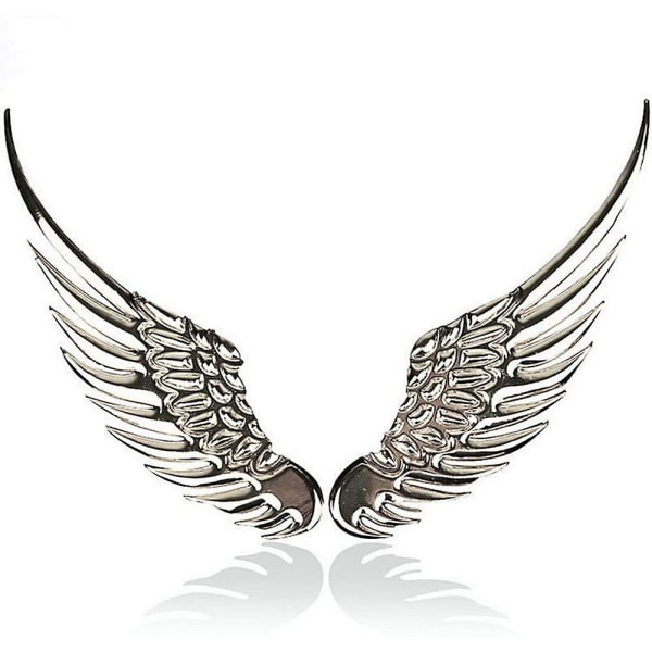 Bildekal 3d Wings Bilform Mode Metalldekal Bildelar 2 par (silver)