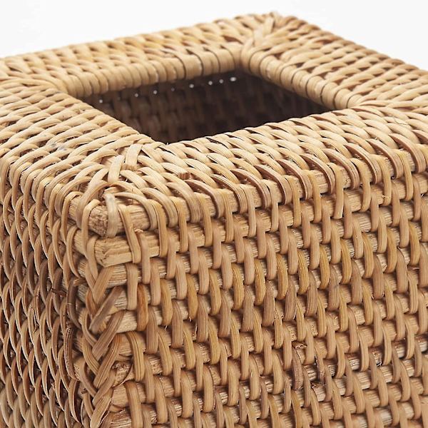 Rattan Vävnadslåda Naturlig Vävd Ansiktsvävnads Hållare Kvadrat (naturlig, 5,5x5,5x5,9 tum)