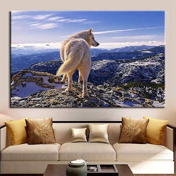 Ramlös Canvasmålning, Bergsvarg Oinramad Väggbild Poster Konst Dekoration för Sovrum Vardagsrum