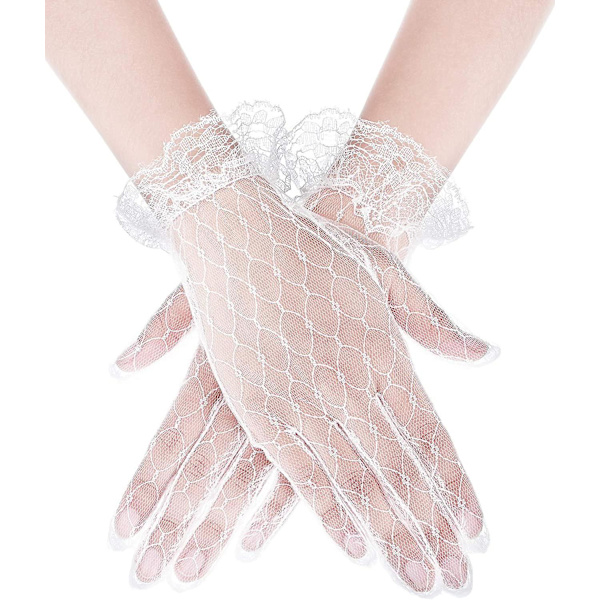 Spets handskar för kvinnor brudklänning blommig mesh handskar eleganta sommar artighetshandskar för bröllop tebjudning opera