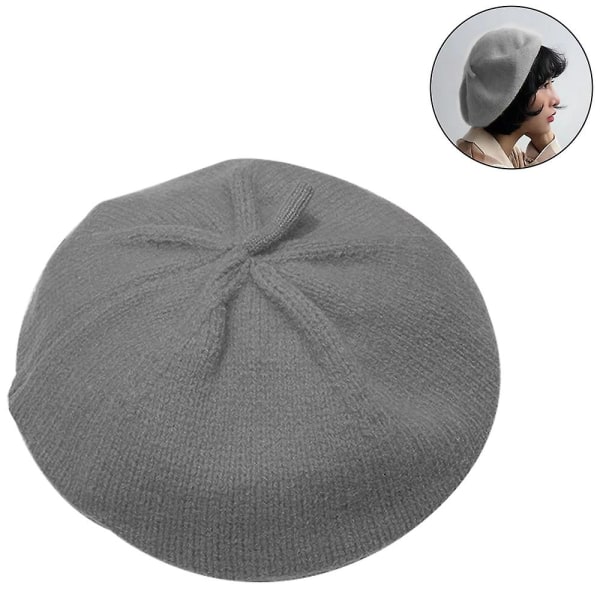 Baskerhatt för kvinnor, mössa i fransk stil Vintermode Varmt ullfoder Stickad cap Retro Soft Pure Co