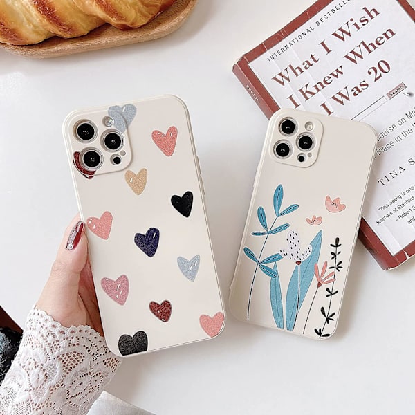 Kompatibel med Iphone 13 Pro Max för Kvinnor Flickor Söt Design Mjuk Silikonkamera Skyddande Hjärta Telefonfodral