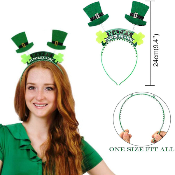 6 Stykker St. Patricks Day Shamrock Clover Hodebåndsett, Søte Grønne Topphatt Hodebopper Irske Sløyfe Hårbånd Dekorasjon