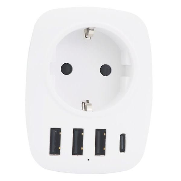 Multi-nätverks USB-uttag, multi-uttags USB-laddare med 1 AC-utgång, 1 USB C och 3 USB-portar, eluttag kompatibelt med iPhone/iPad, idealiskt för hemmet