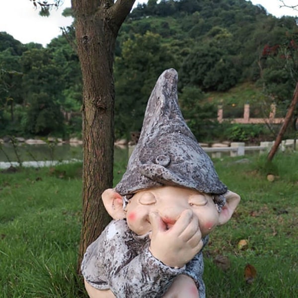 Hauska Garden Gnome -patsas Leikkisä puutarhaveistoskoristelu