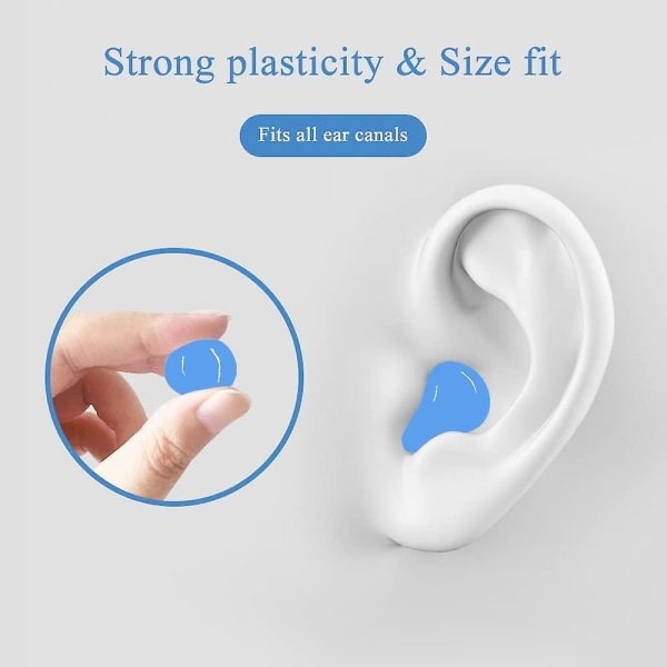 16 stk silikone ørepropper Genanvendelige støjreducerende gel ørepropper til svømning Sovende, formbare og vaskbare og vandtætte