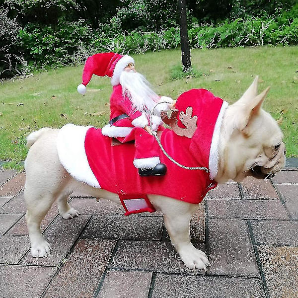 Jultomte Hundkostym 2023 Jul Kläder för Husdjur Jultomte Ridande Husdjurskostymer Festkläder för Hundar Katter
