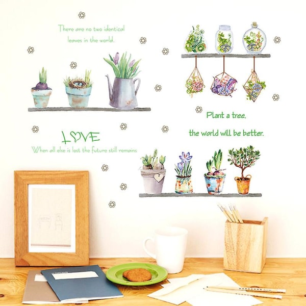 En set väggdekor, krukväxter Blomma väggdekor Vardagsrumsväggdekor, kontors väggdekoration i sovrum