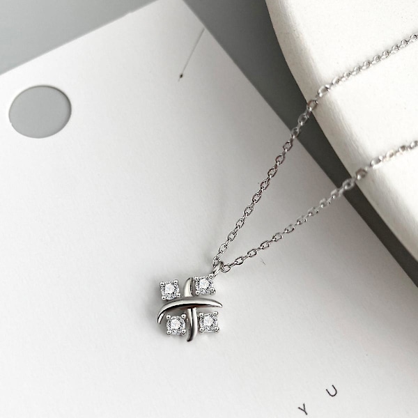 S925 Sterling Silver Lucky Cross Love Heart Necklace For Women Daughter Girlfriend（white gold）