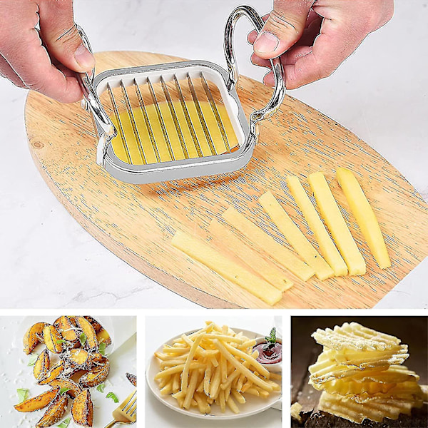 Potatis Skärare, 5 i 1 Rostfritt Stål Potatis Frukt Skärare Chipper Chopper Maker, Rostfritt Stål Äppelkärnare Skärare Päron