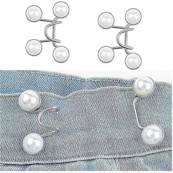6 Pak Perle Jeans Knapper, Justerbar Spænde, Ingen Syning, Trykknapper Til Jeans, Bukser, Kjoler.