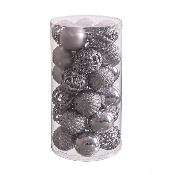 Julgranskulor Silver Plast 5 x 5 x 5 cm (30 stycken)