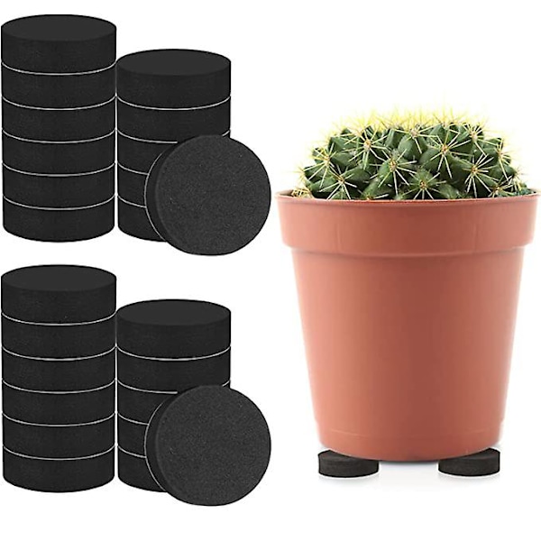 Flower Pot Mat, Black Rubber Feet, Self-Adhesive For Medium And Large Flower Pots (Set Of 24)