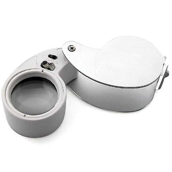 Juvelerars Linsspegel Lupp 40X 25mm Ögonförstorare 2 LED-lampor