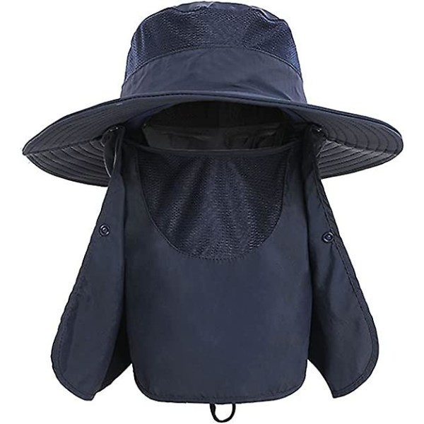 Bredbrättad solhatt, utomhusfiskehatt med avtagbart ansiktsskydd, camping, vandring, promenader, resehatt