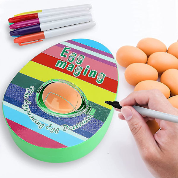 Påskeeggsdekorasjonssett Malemaskin Leke, Med 8 Fargede Markører, 3 Plast Egg