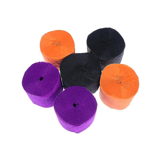 6 stk. DIY Krepapirs Dekorationer Streamer Papir Festartikler Til Fødselsdag Bryllup Festival Halloween Orange Sort Lilla