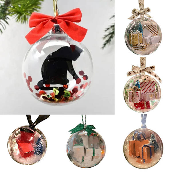 9CM Klar Julkula Presentask Dekoration Slips Julgran Hängande Kula Ornament Hänge Present (F)