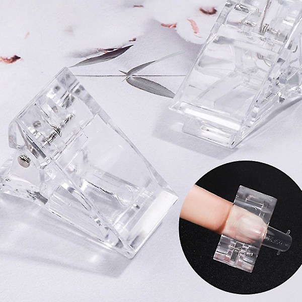 Nagelspetsklämmor för snabbbyggnad polygel, polygelklämma för naglar nagelform plast klar fingernagel kristallmanikyr fixeringsklämma 10 st