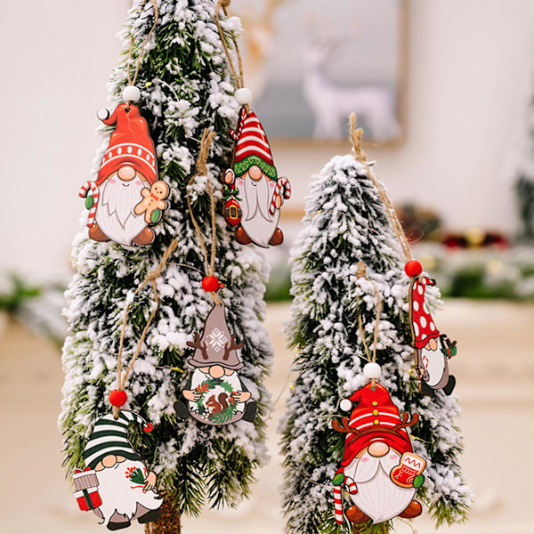 9 st/ask Julhänge med Snodd Röda Pärlor Olika Former Tomte Dvärgdocka Biltillbehör för Fest (E)