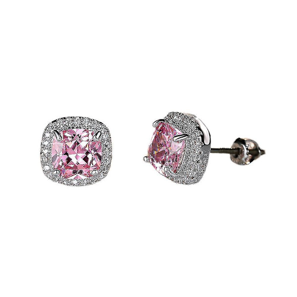 Vita guldpläterade skapade rosa diamantörhängen Xq-ps728