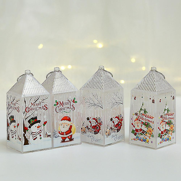 Jul LED-lykta, Liten Bärbar Flammlös Lykta (snögubbe)
