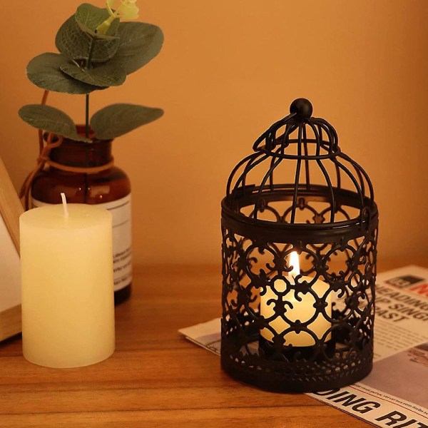 2 kpl harjakattokuvioinen lintuhäkki, vintage kynttilälyhty koristeellinen kynttilänjalka ripustamiseen tai pöytätasolle kodin sisustukseen hääjuhlatarvikkeita