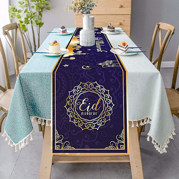 Eid Mubarak Bordlöpare, Muslimisk Islamisk Iftar Party Bordduk Dekoration För Hem Semestermiddag 13 X 72 Tum (A)
