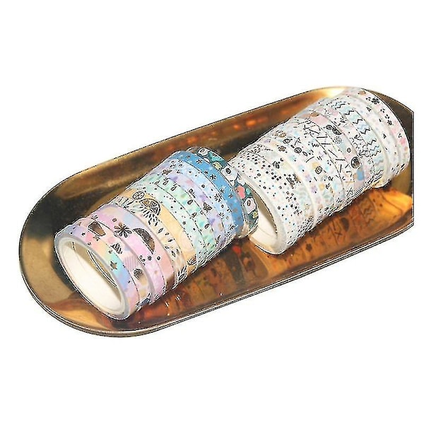 24 st Set med Söta Dekorativa Washi-Tejp i Guldfolie, Japansk Stil, DIY