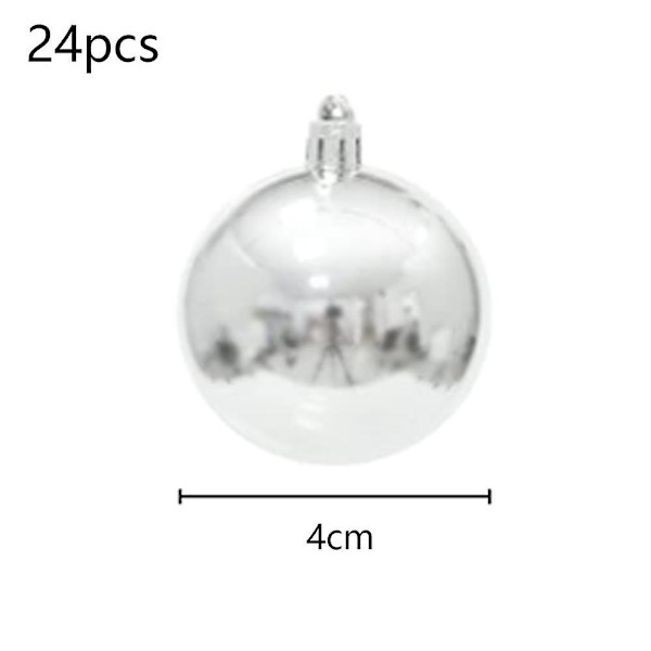 24ct Oslåpbara Julgranskulor för Semester- och Bröllopsdekoration (Silver)