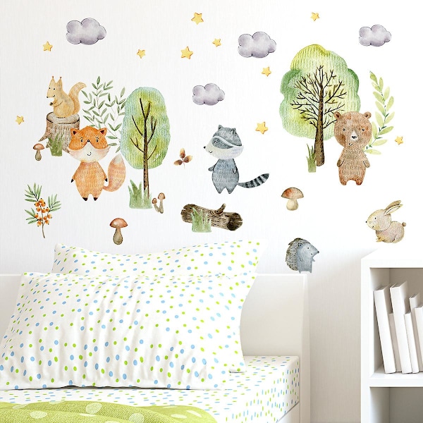 Animals Clouds Trees Wall Sticker til Børneværelse Wall Decor