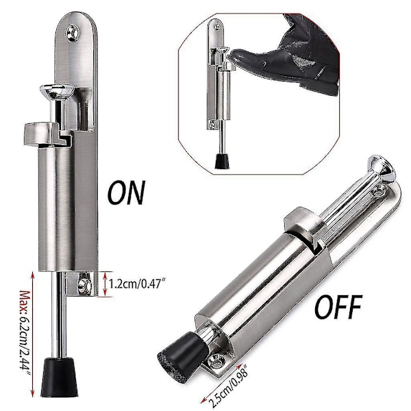 2 stk. Rustfritt Stål Kick Down Dørlåser Stopper Holder Fjær