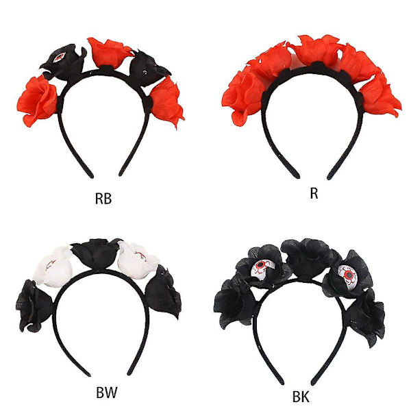 Goth Blomsterhovedbånd Blod Øjenkugle Form Hårbøjle Karneval Cosplay Party Prop