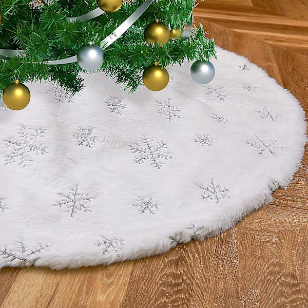 36 tum Julgransskjort Snövit Fluffig Trädmatta Konstgjord Päls Jul