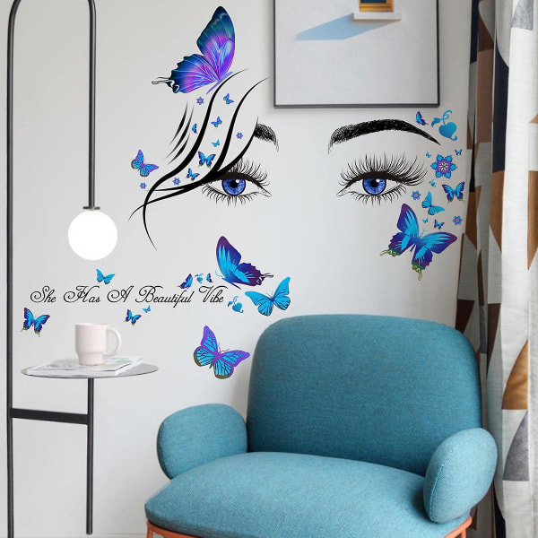 Et sett med nydelige veggklistremerker med sommerfugløyne Veggdekor for stue soverom