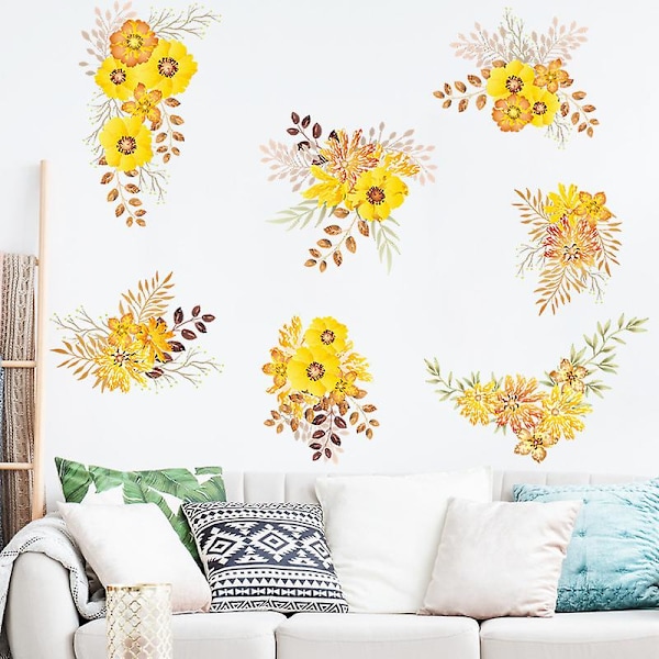En uppsättning små gula blommor väggdekaler kreativa väggdekaler för vardagsrum barnrum kök kakel vuxen tonåring