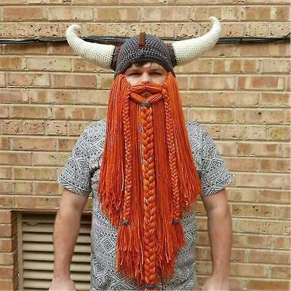 Personliga Festtillbehör, Rolig Hatt med Långt Skägg och Spetsiga Horn, Höst- och Vinterull Halloween Dekoration