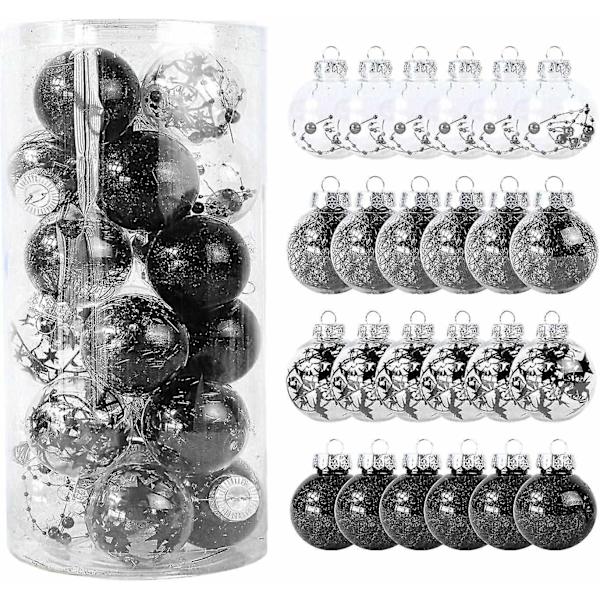 24 st julgranspynt 6 cm/2,36 tum Färgade Plast Transparenta Kulor Set Osplitterliga Målade Kulor