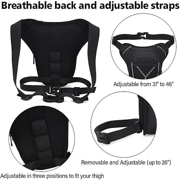 Benväska för män Fanny Packs Kvinnor Herrar Utomhus Lårväskor Motorcykel Ride Crossbody Ryggsäck Axelväska Camping, Grå
